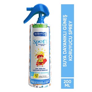Babyton Bebek ve Çocuklar İçin Suya Dayanıklı Güneş Koruyucu Sprey 200 ml 50 SPF